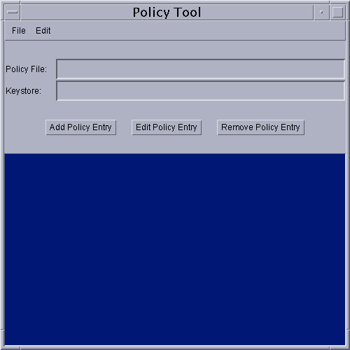 空白の「Policy Tool」ウィンドウ